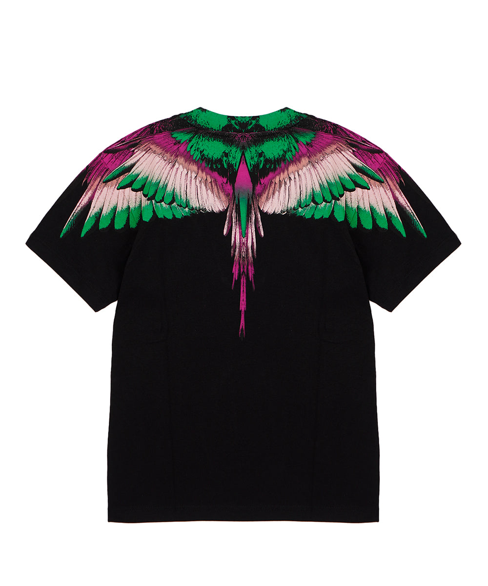Marcelo Burlon County Of Milan Kids T-Shirt Nera con Grafica Ali per Bambini