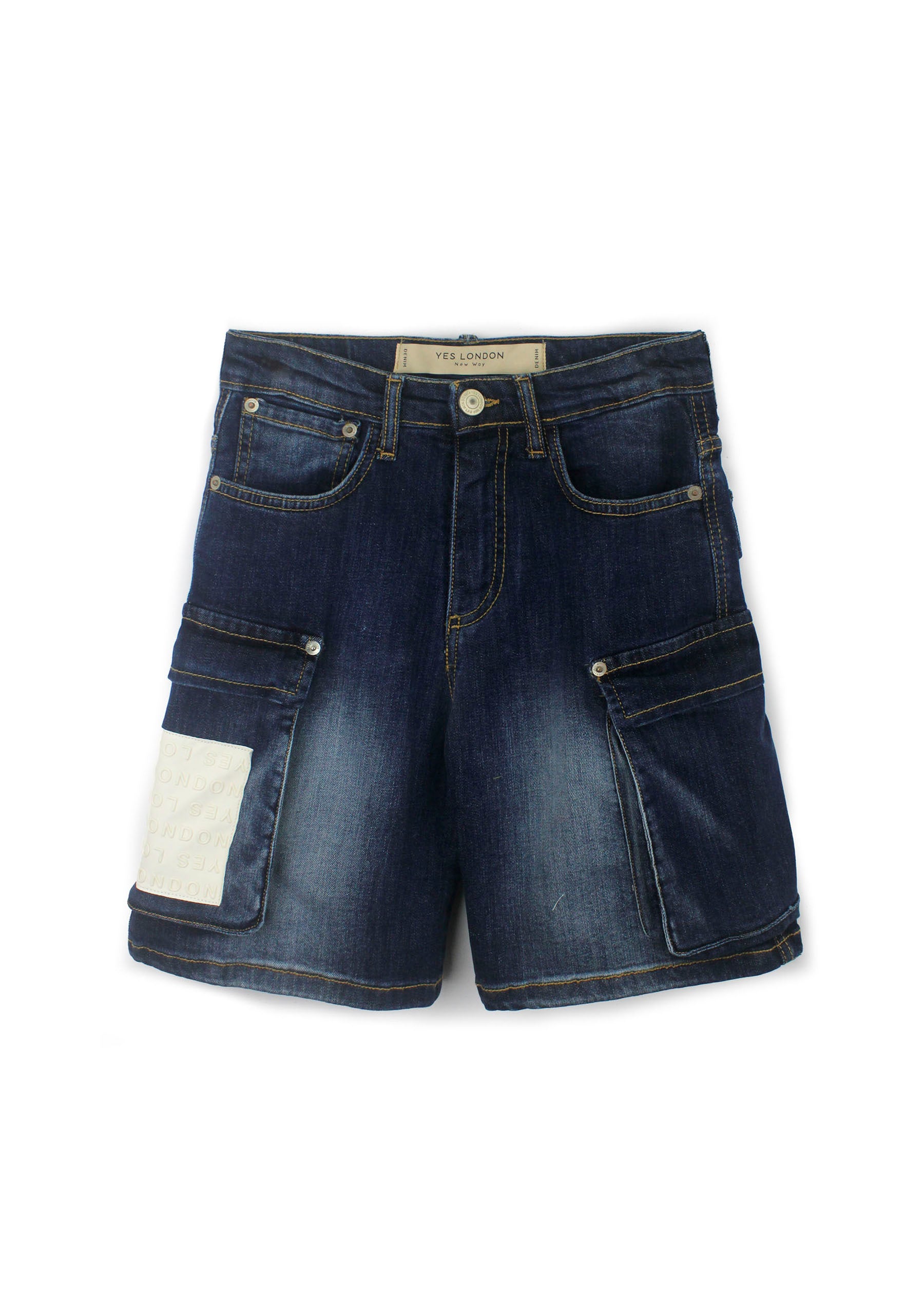 Yes London Bermuda in Denim con Patch per Bambini