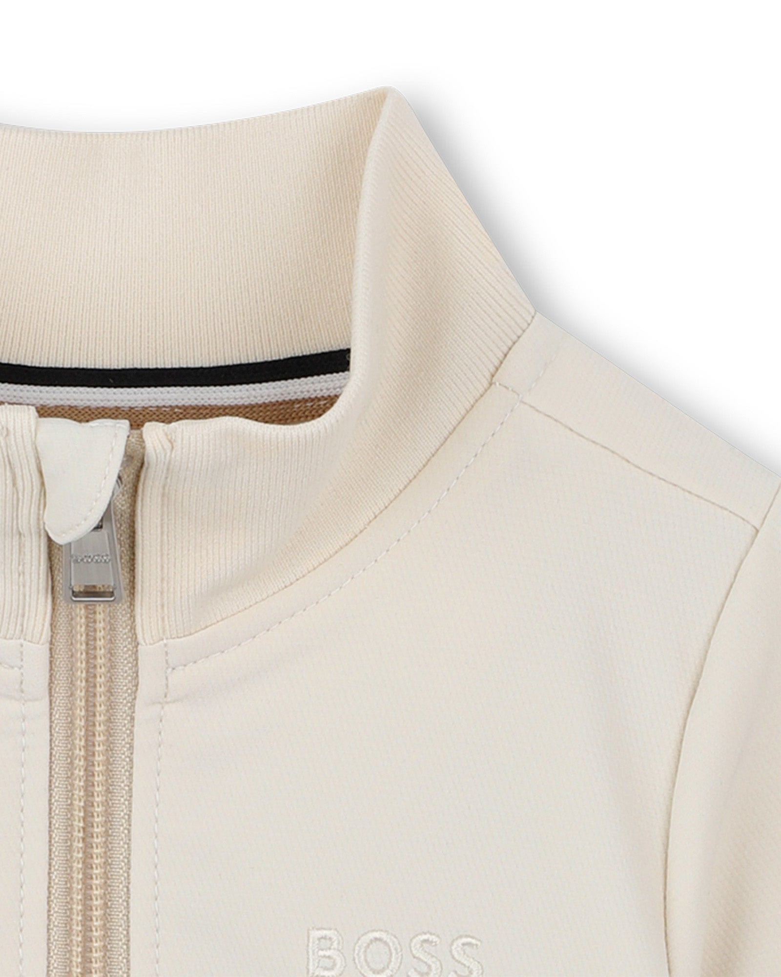 Boss Kids Cardigan Sabbia con Zip per Neonati