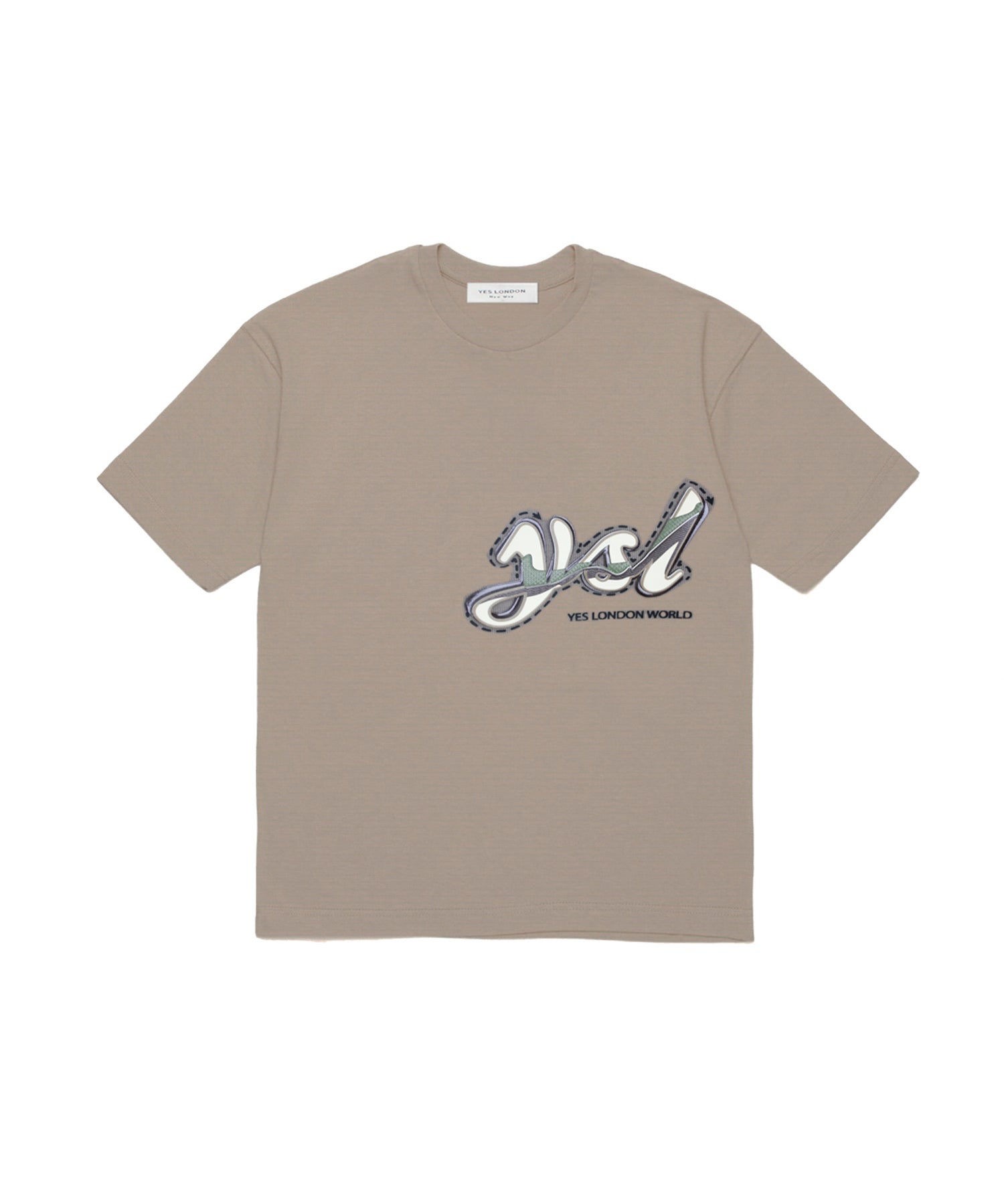 Yes London T-shirt Tortora con Applcazione Logo per Bambini