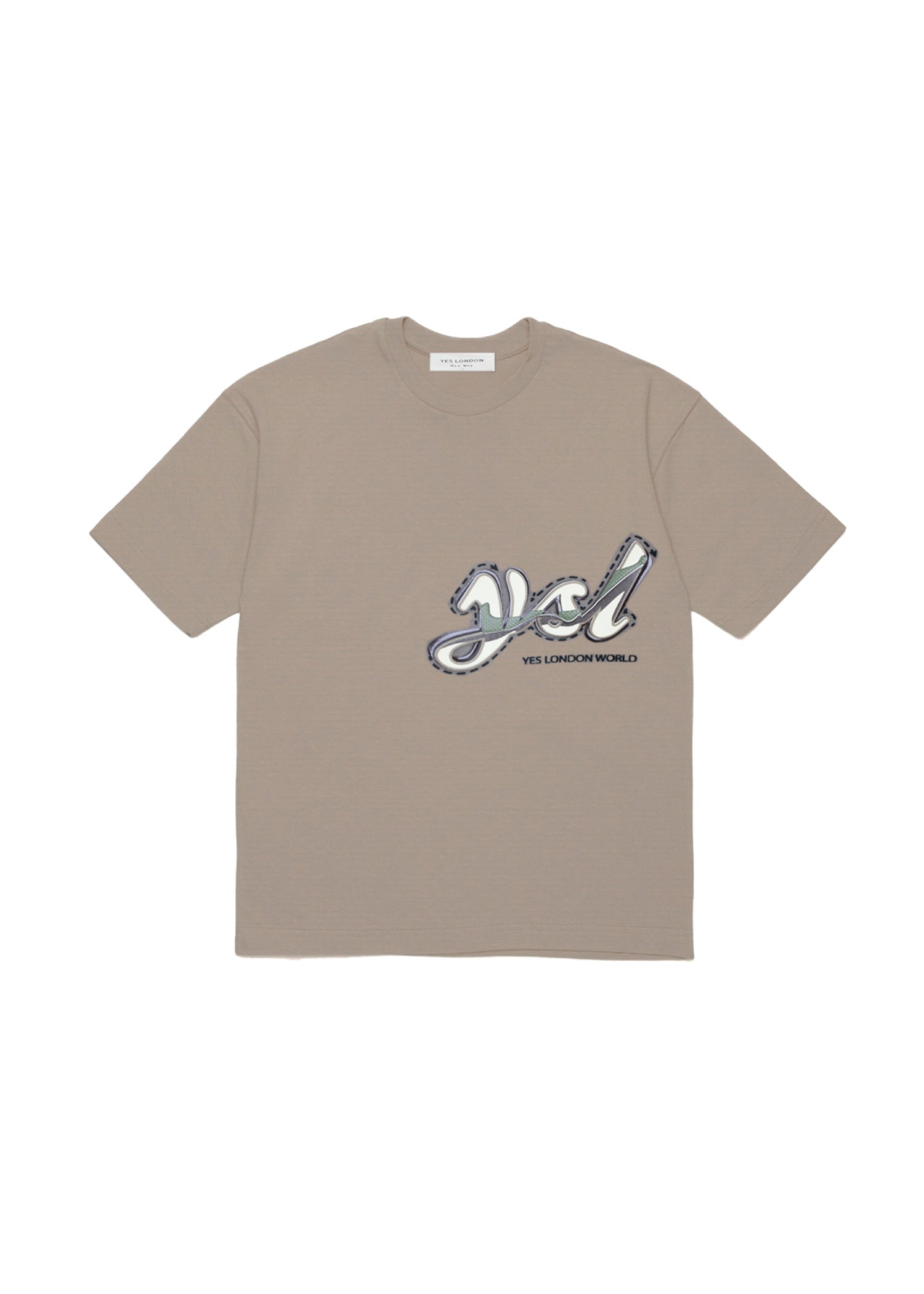 Yes London T-shirt Tortora con Applcazione Logo per Bambini