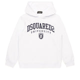 Dsquared2 Kids Felpa Bianca con Cappuccio con Stampa Logo per Bambini