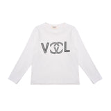 Vicolo Kids Long Sleeve Cream Print T-shirt for Girls