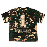 ArtSuperMoney Kids T-Shirt Verde Militare con Stampa Strass per Bambini
