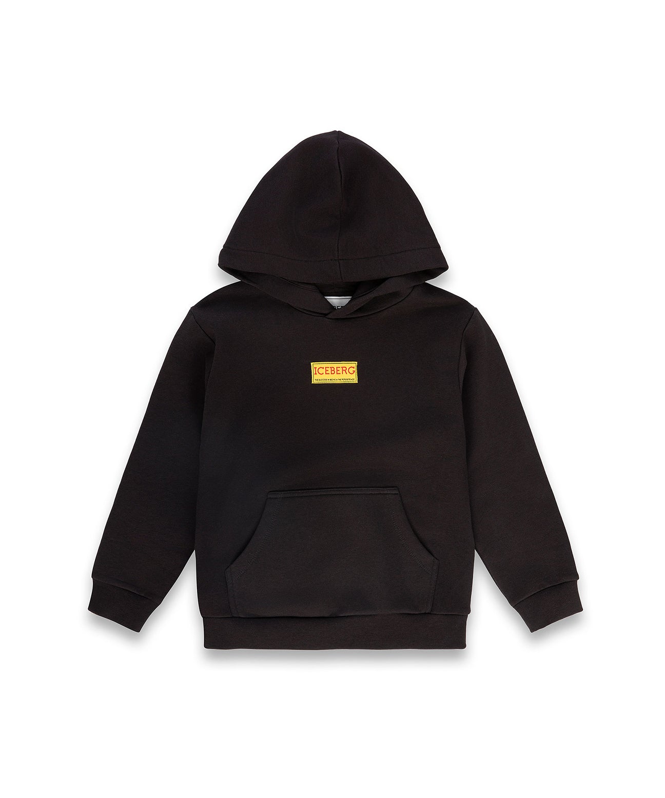 Iceberg Kids Felpa Nera con Cappuccio con Patch logo e Stampa Retro per Bambini