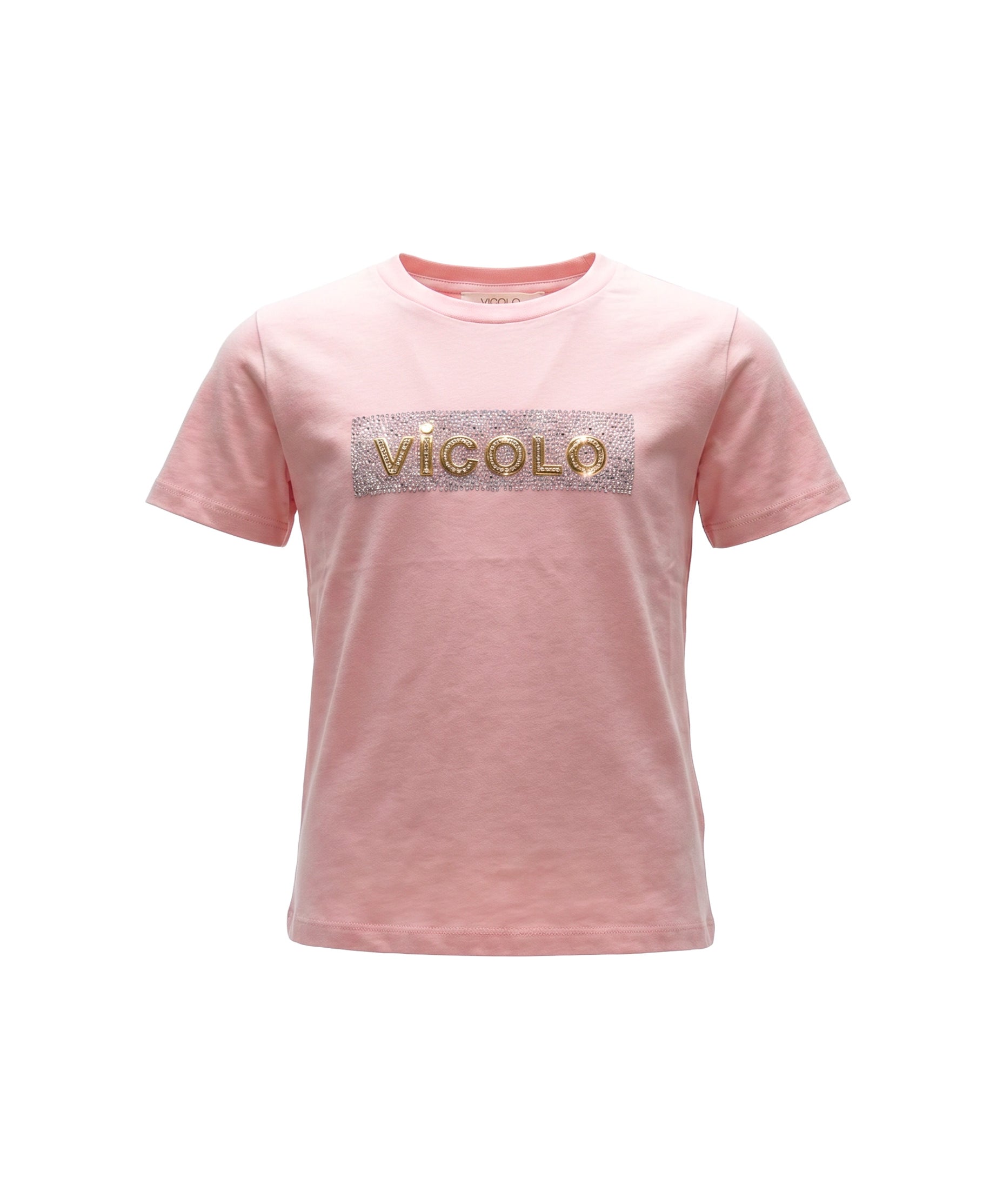 Vicolo Kids T-Shirt Rosa con Logo e Applicazioni per Bambine