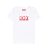 Diesel Kids T-Shirt Bianco con Logo Rosso Unisex