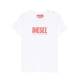 Diesel Kids T-Shirt Bianco con Logo Rosso Unisex