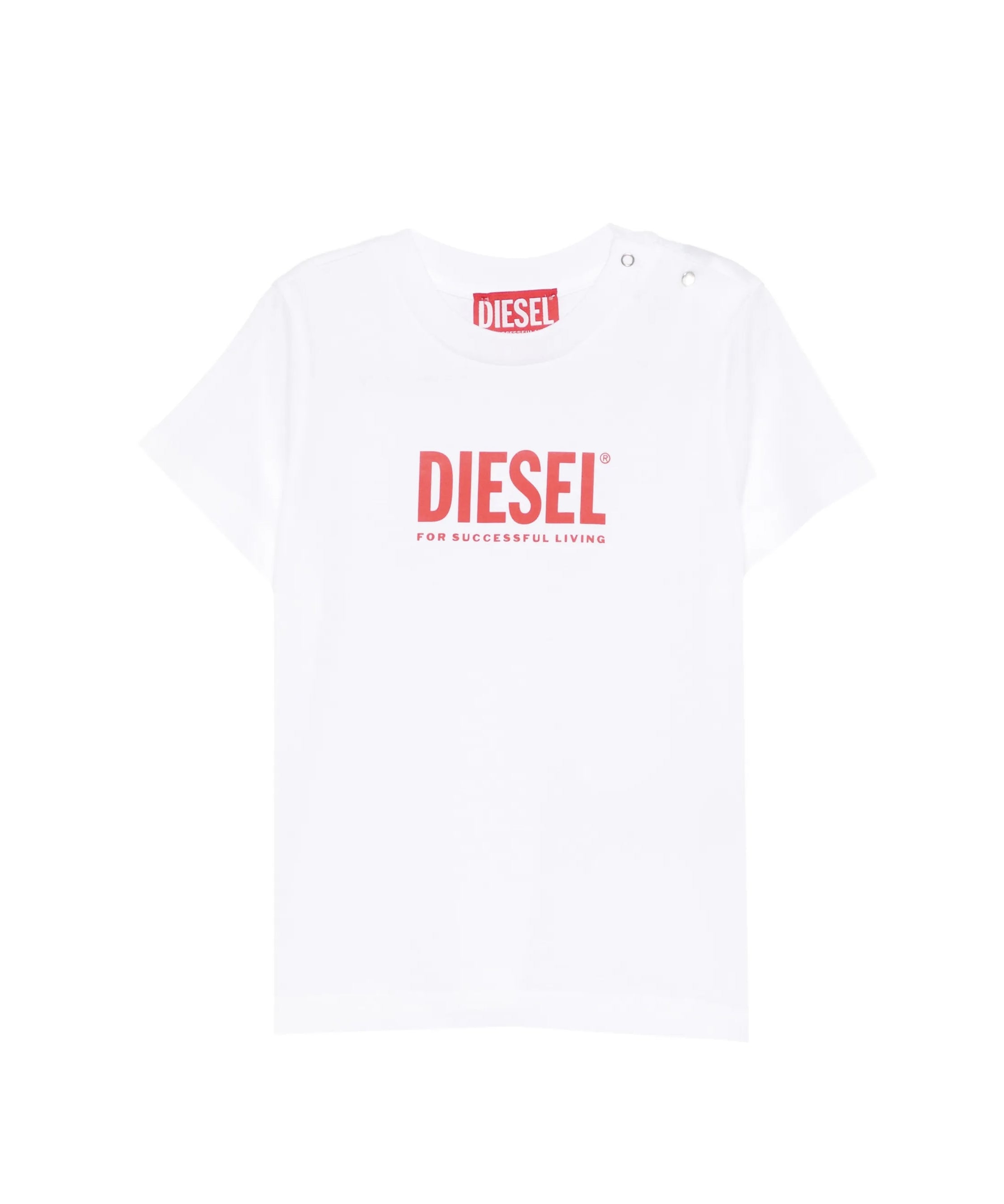Diesel Kids T-Shirt Bianco con Logo Rosso Unisex