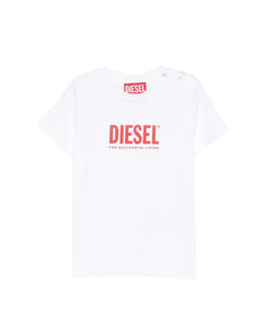 Diesel Kids T-Shirt Bianco con Logo Rosso Unisex