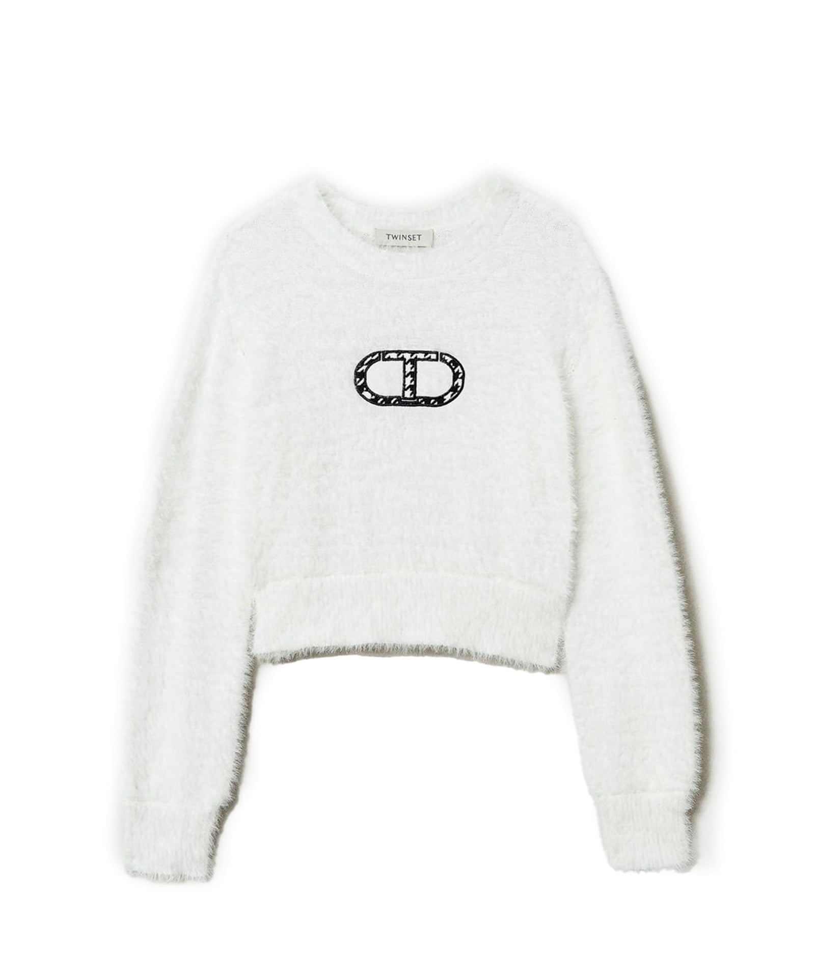 Twinset Kids Magliocino Bianco con Logo per Bambine