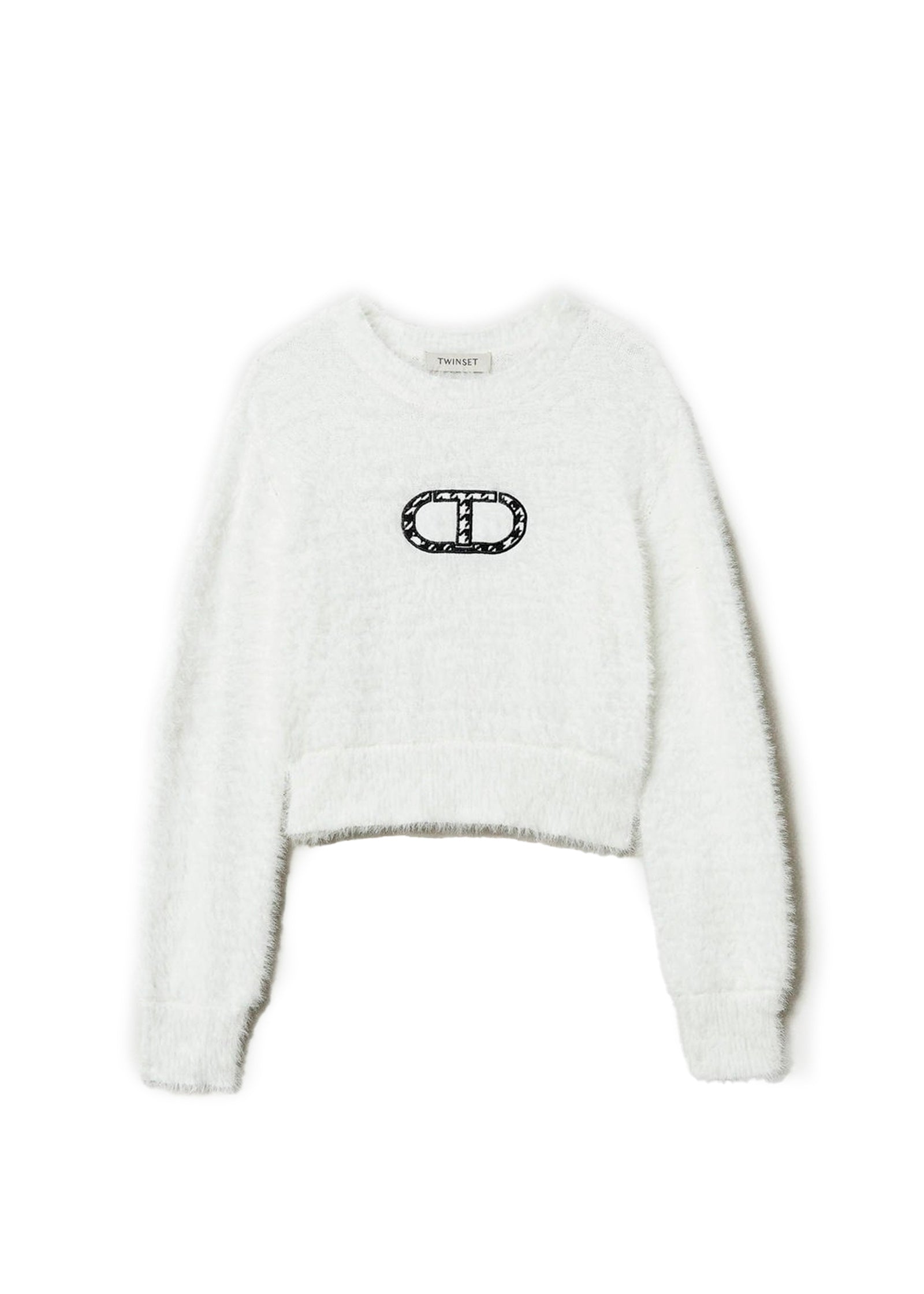 Twinset Kids Magliocino Bianco con Logo per Bambine