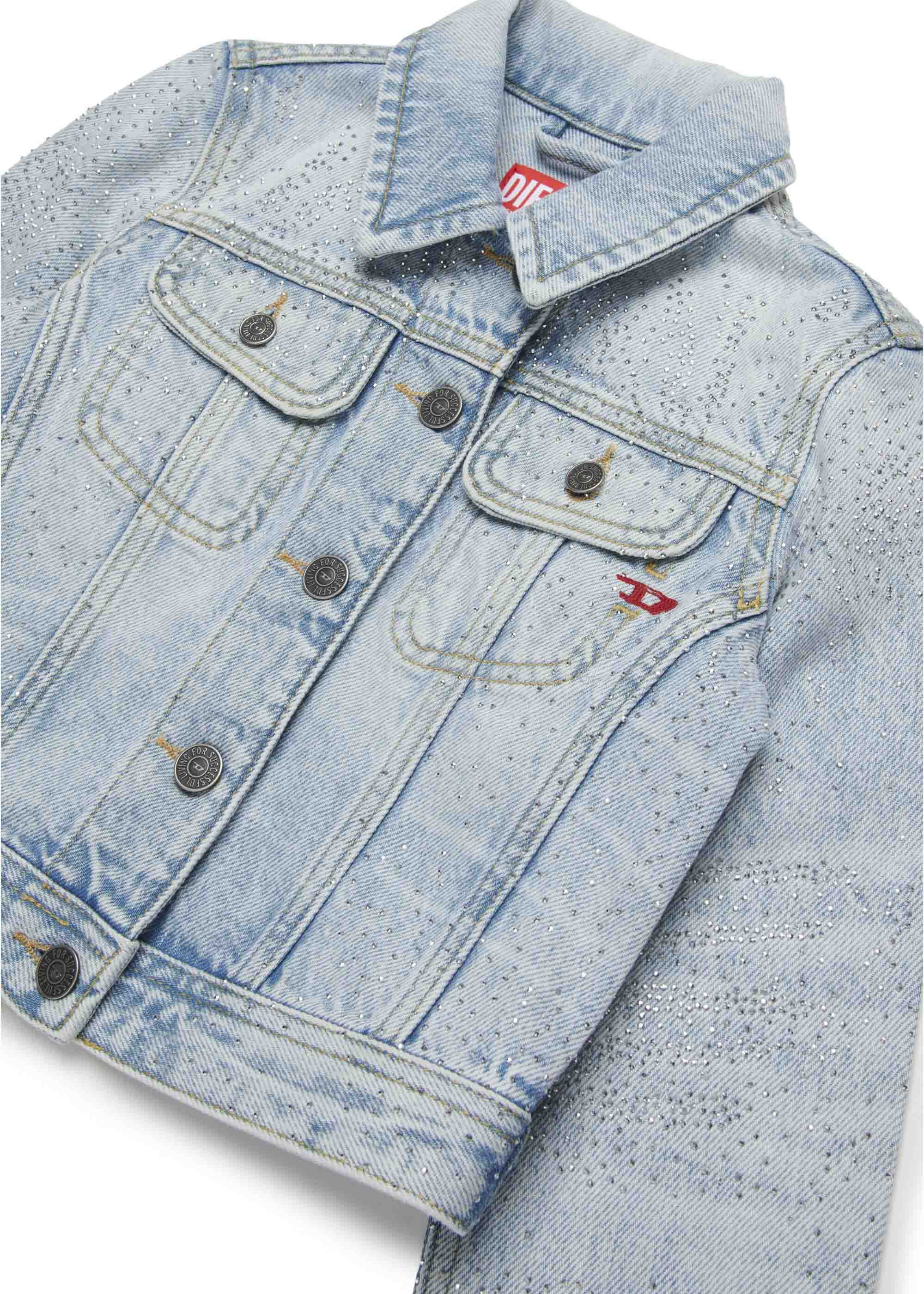 Diesel Kids Giubbino Jeans con Applicazione Strass per Bambine