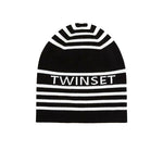 Twinset Kids Cappello in Maglia Bianco/Nero a Righe per Bambine