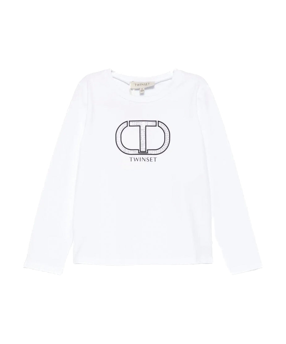 Twinset Kids T-Shirt  Maniche Lunghe con Stampa Logo per Bambine