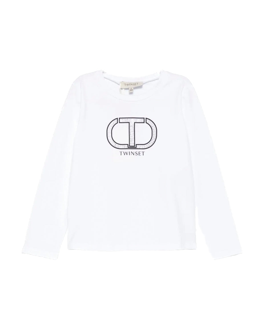 Twinset Kids T-Shirt  Maniche Lunghe con Stampa Logo per Bambine