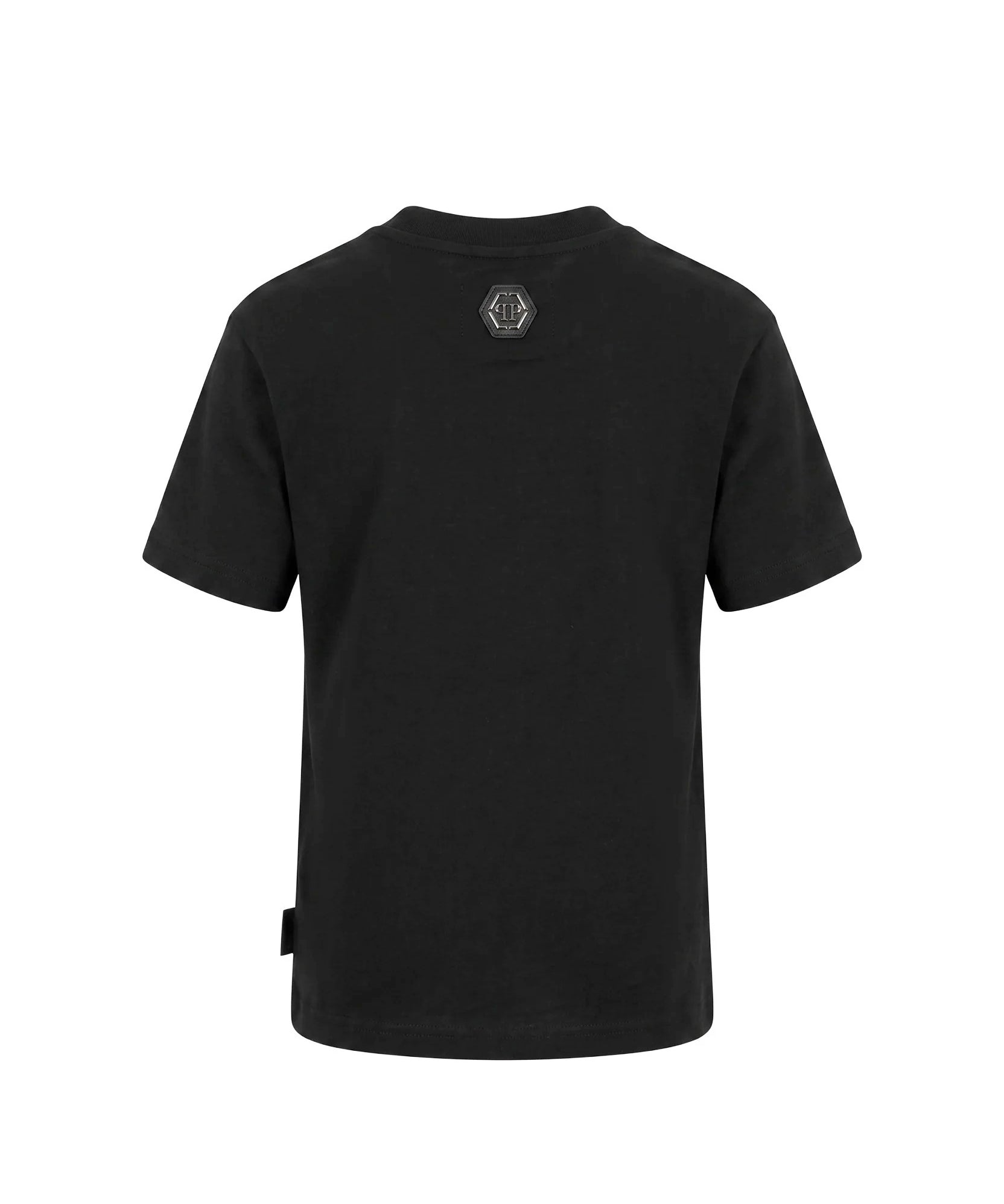Philipp Plein Kids T-shirt Nera in Cotone con Stampa Teddy Bear Strass e Logo per Bambine