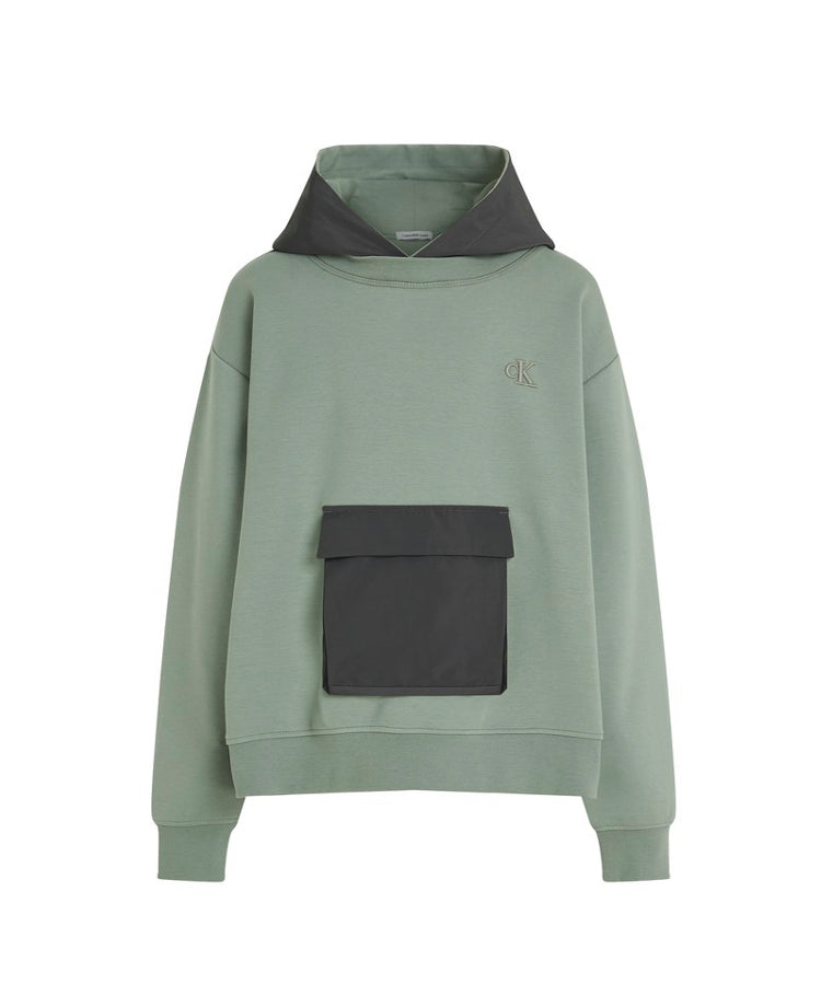 Calvin Klein Kids Felpa Verde con Cappuccio per Bambini 