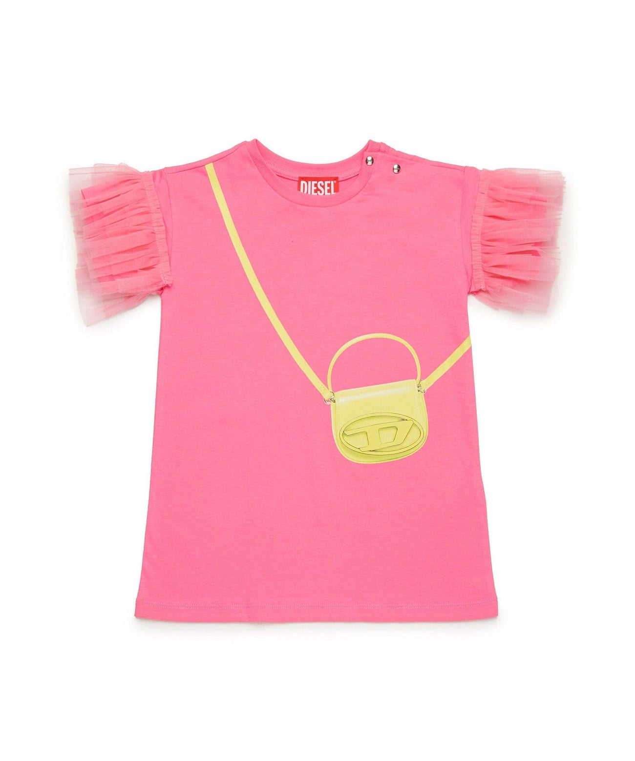 Diesel Kids Abito Rosa con Stampa Borsetta per Neonate frontale