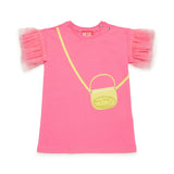 Diesel Kids Abito Rosa con Stampa Borsetta per Neonate frontale