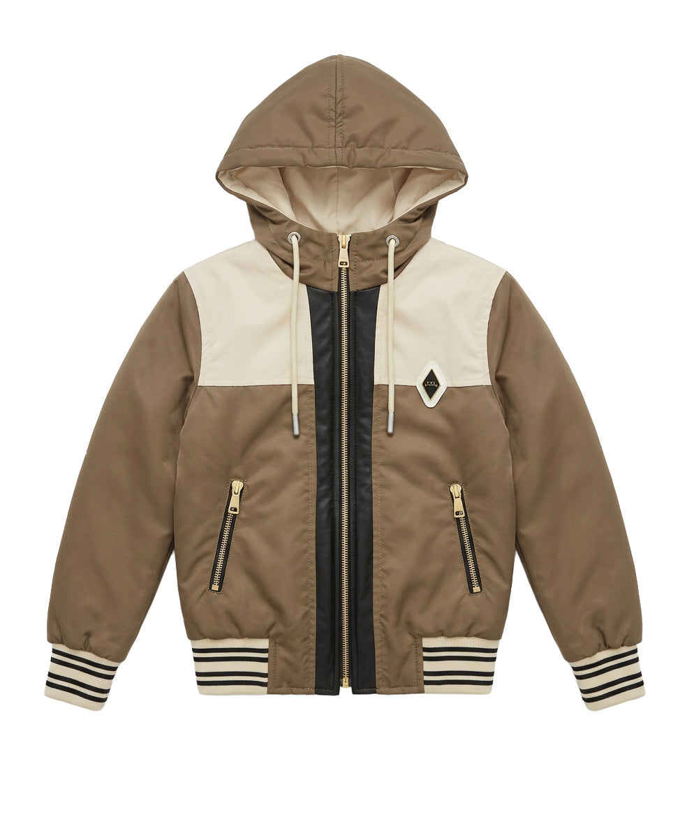Yes London Kids Bomber Bronzo e Beige con Patch Logo per Bambini