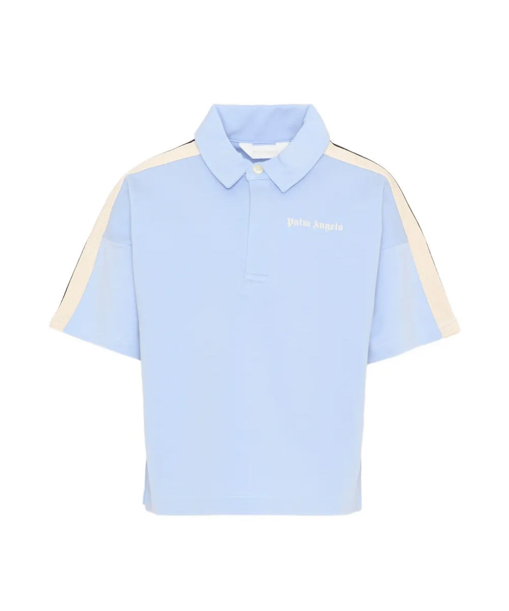 Palm Angels Kids Polo Celeste con Logo per Bambini