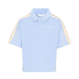 Palm Angels Kids Polo Celeste con Logo per Bambini