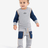 Diesel Kids Grey Crewneck Sweatshirt with Logo for Babies