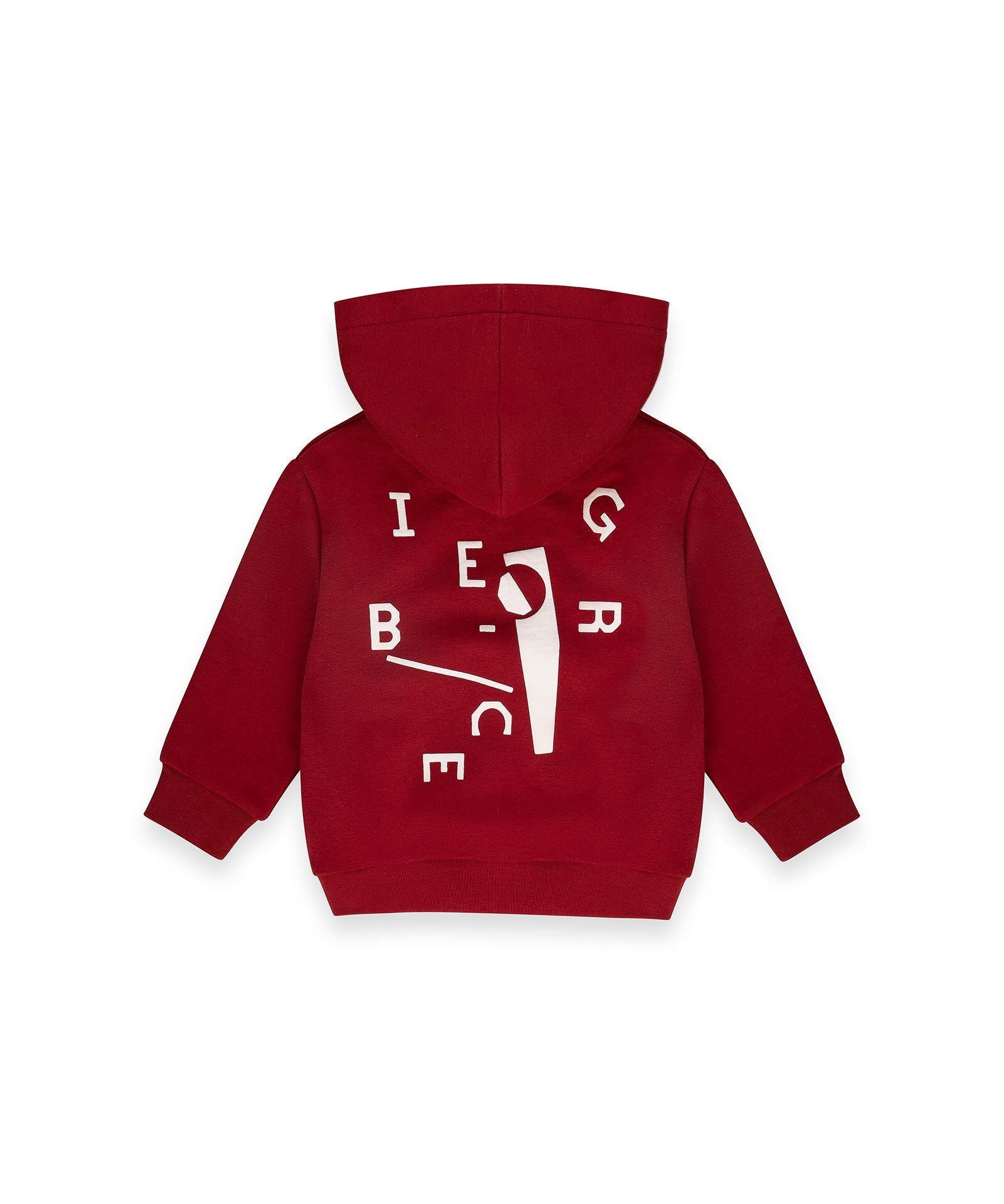 Iceberg Kids Felpa Rossa con Cappuccio e Dettagli a Contrasto e Logo Frontale Unisex per Neonati
