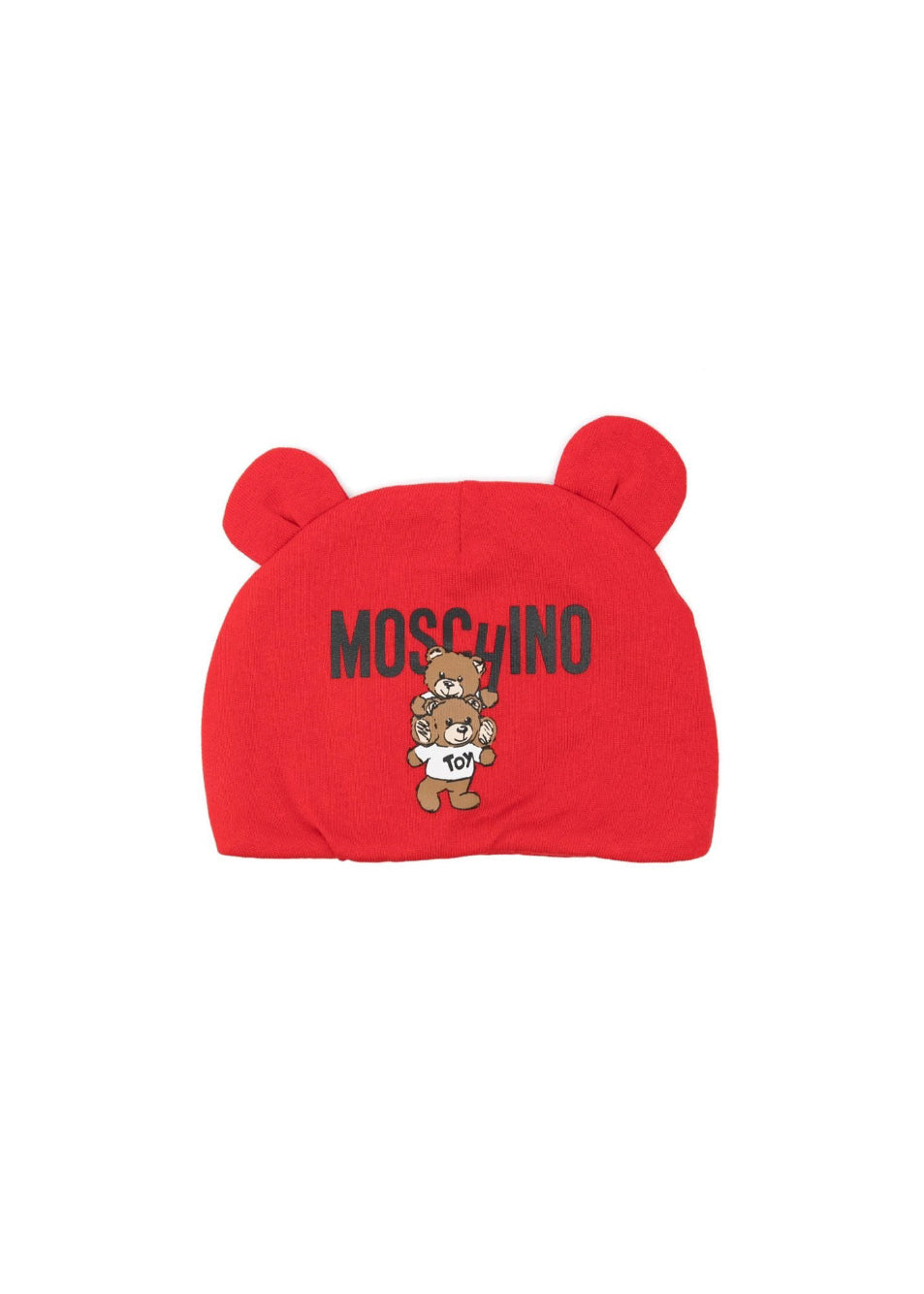 Moschino Kids Cappellino Rosso con Stampa Logo Teddy Bear per Neonati