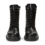 Elisabetta Franchi La Mia Bambina Anfibi Neri con Logo Monogram per Bambine 