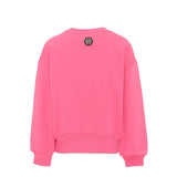 Philipp Plein Kids Felpa Fucsia Girocollo con Stampa Teddy Bear Strass e Logo per Bambine