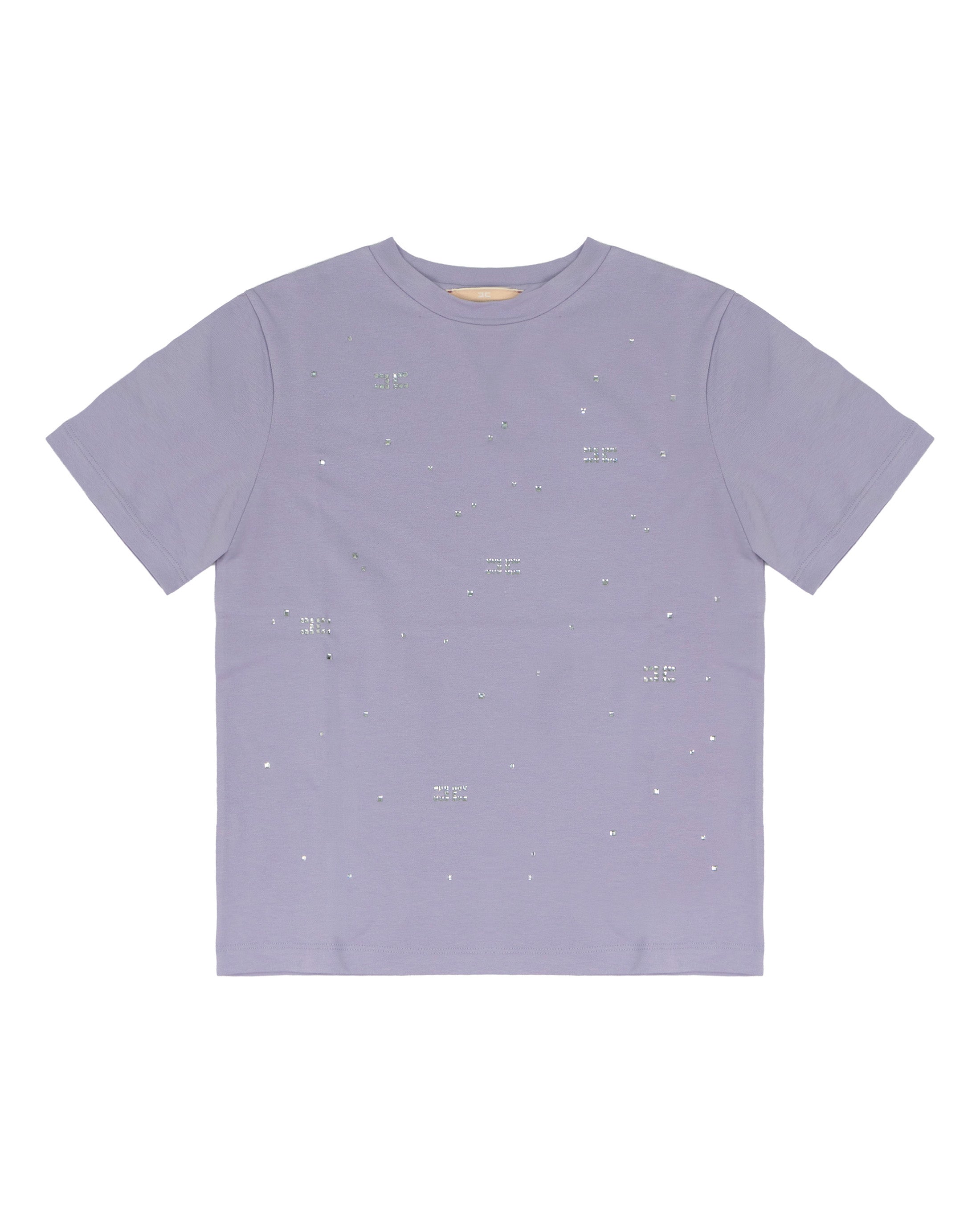 Elisabetta Franchi La Mia Bambina T-shirt Lilla con Strass e Logo per Bambine