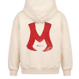 MSGM Kids Felpa Crema con Logo Rosso per Bambini