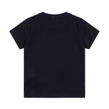 Elisabetta Franchi Kids T-shirt Nera in Cotone con Logo Ricamato e Charm Cuore Oro per Neonate