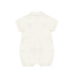 Moschino Kids Pagliaccetto Panna con Bottoni Apertura Spalla e Stampa Logo Teddy per Neonate