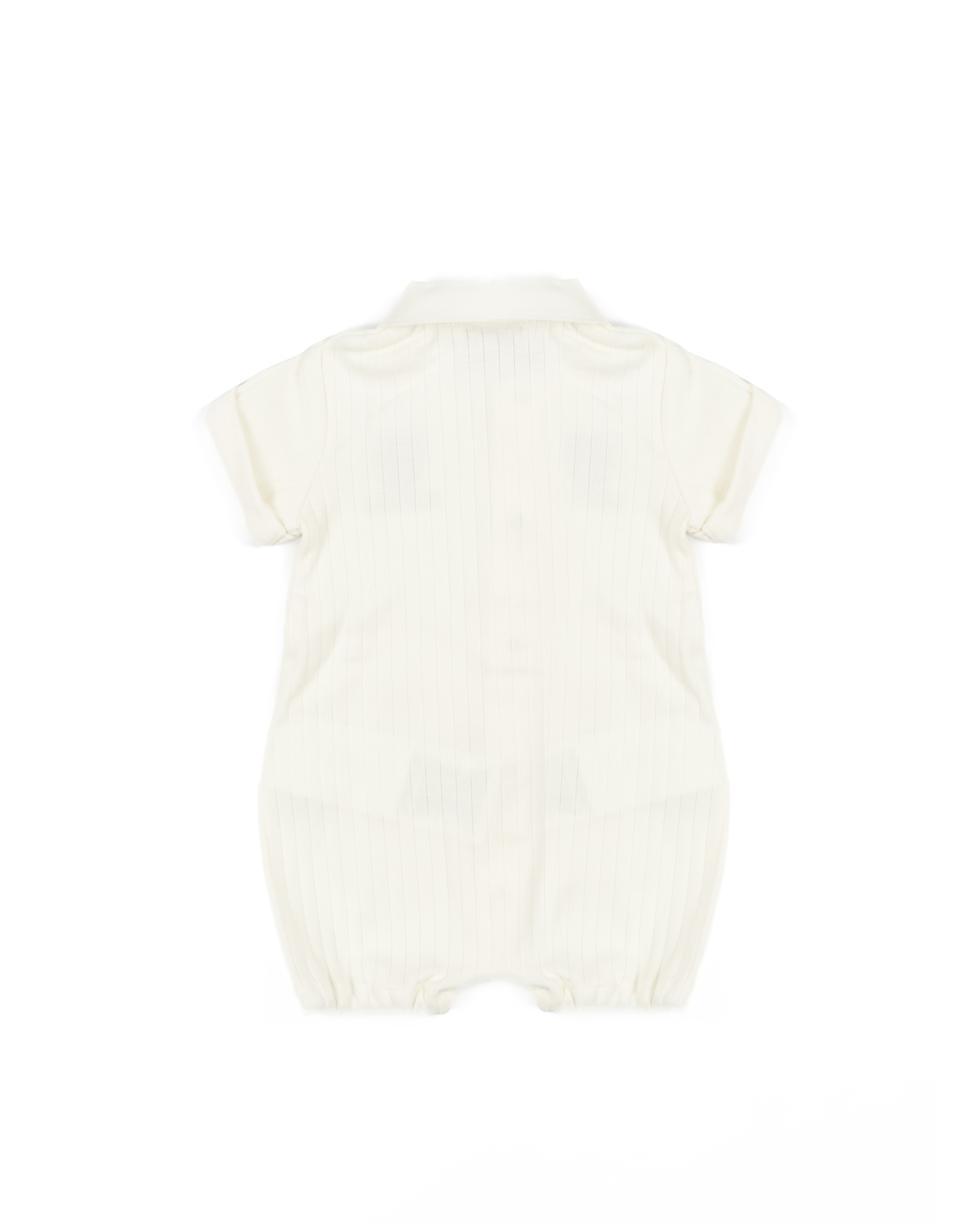 Moschino Kids Pagliaccetto Panna con Bottoni Apertura Spalla e Stampa Logo Teddy per Neonate