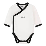 BOSS Kids Set Nascita 4 Pezzi Bianco con Tutina Body Cappellino e Bavaglino per Neonati