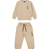 Suns Kids Completo in Felpa Beige con Stampa per Bambini
