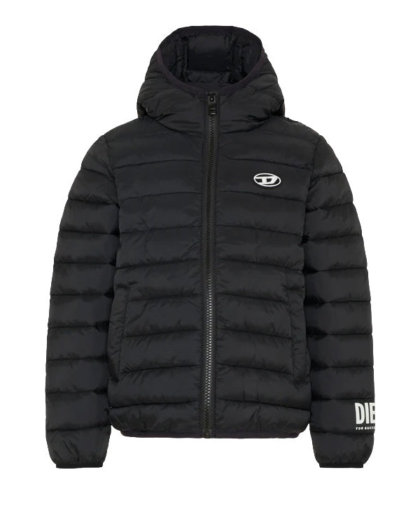 Diesel Kids Giubbino Nero con Logo Bianco Unisex