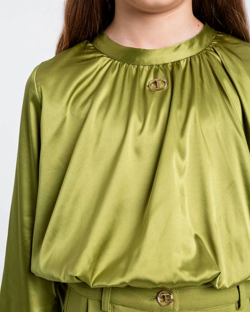 Twinset Kids Blouse Verde con Logo per Bambine