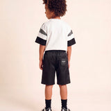 Yes London Kids T-Shirt Bianca con Blocchi di Colore a Contrasto e Logo in Rilievo per Bambini