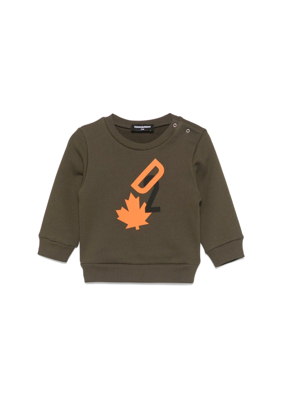 Dsquared2 Kids Felpa Girocollo Verde con Stampa D2 per Neonati