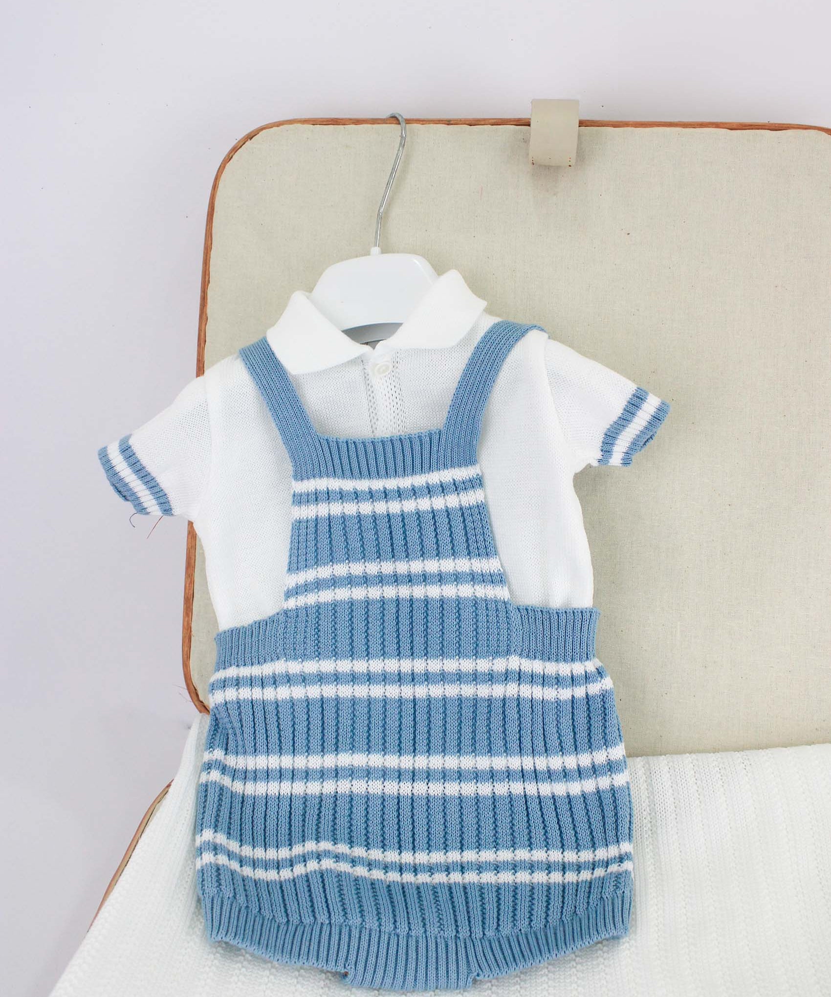 Marlù Salopette Bianco/Azzurro per Neonati