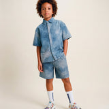 Msgm Kids Bermuda con Laccio Effetto Sbiadito per Bambini