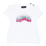 John Richmond Kids T-Shirt Bianco con Logo Ricamato per Neonate