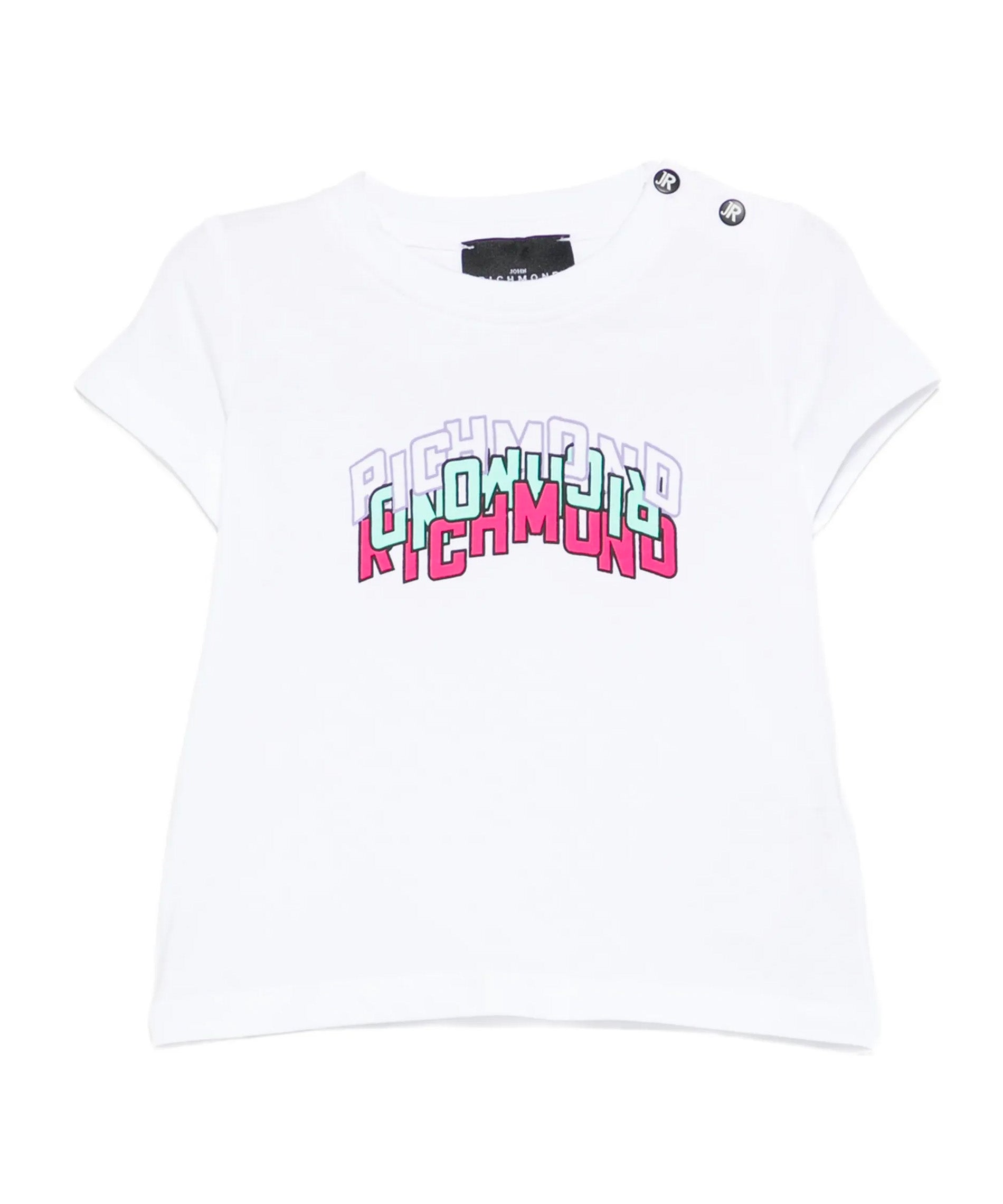 John Richmond Kids T-Shirt Bianco con Logo Ricamato per Neonate