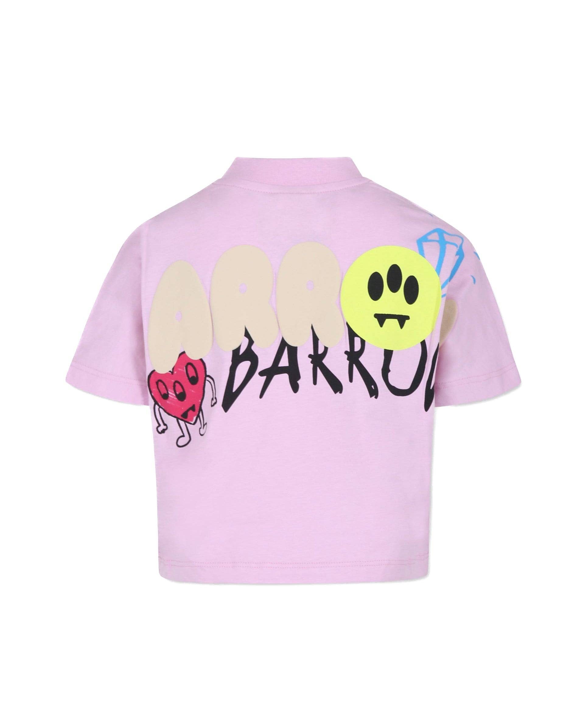 Barrow Kids T-shirt Crop Rosa con Stampa Logo per Bambine (retro)