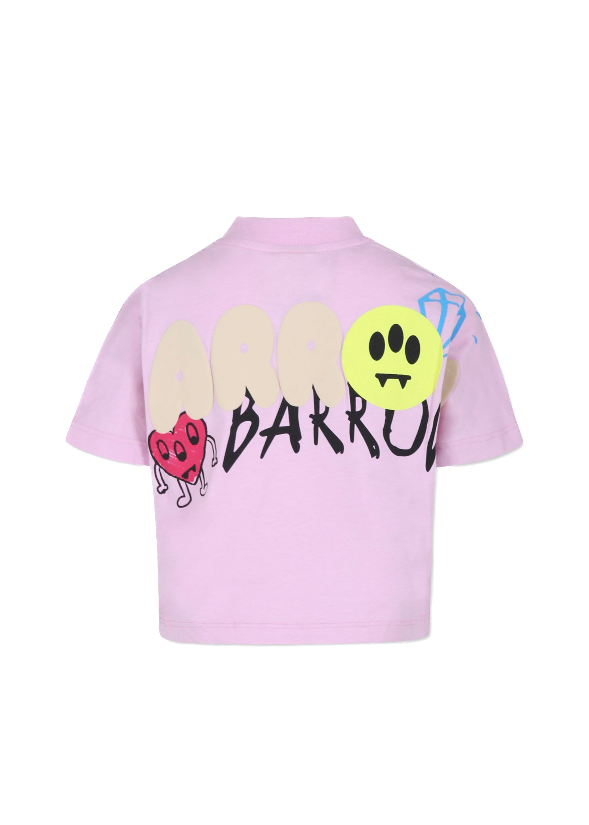 Barrow Kids T-shirt Crop Rosa con Stampa Logo per Bambine (retro)