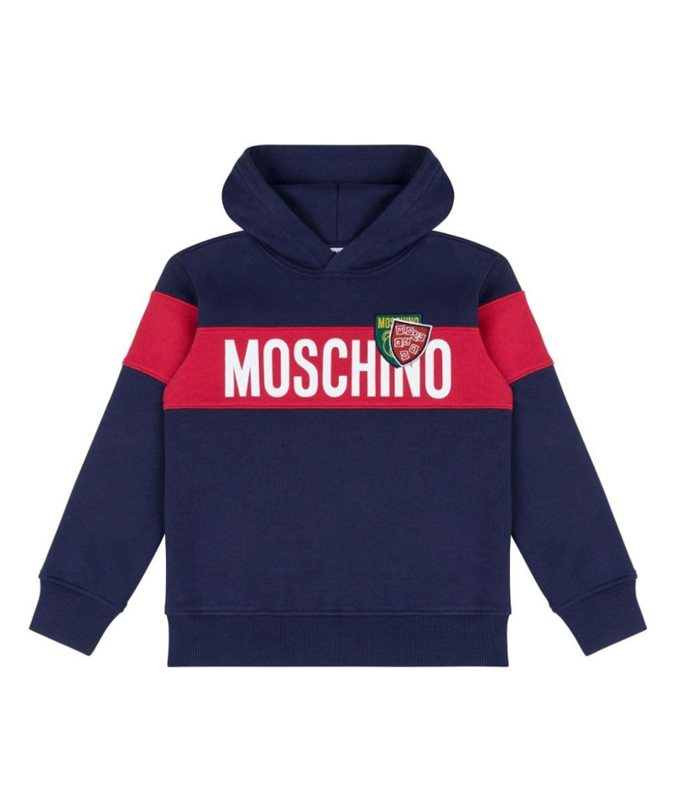 Moschino Kids Felpa Blu con Cappuccio con Logo per Bambini